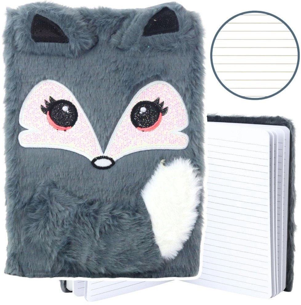 Plush notebook A5/80K  gray fox line