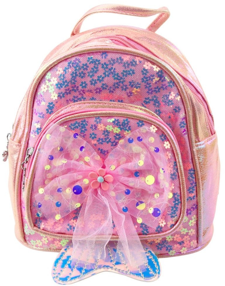 Children`s Backpack Sequins Tulle Bow Pink