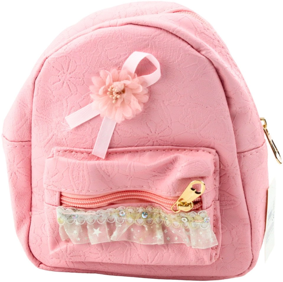 Children`s Backpack Embossed Bow Ruffle Pink