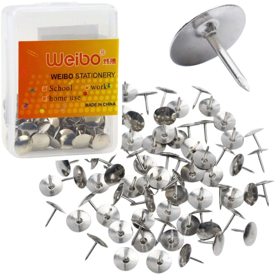 Office silver pins with flat head