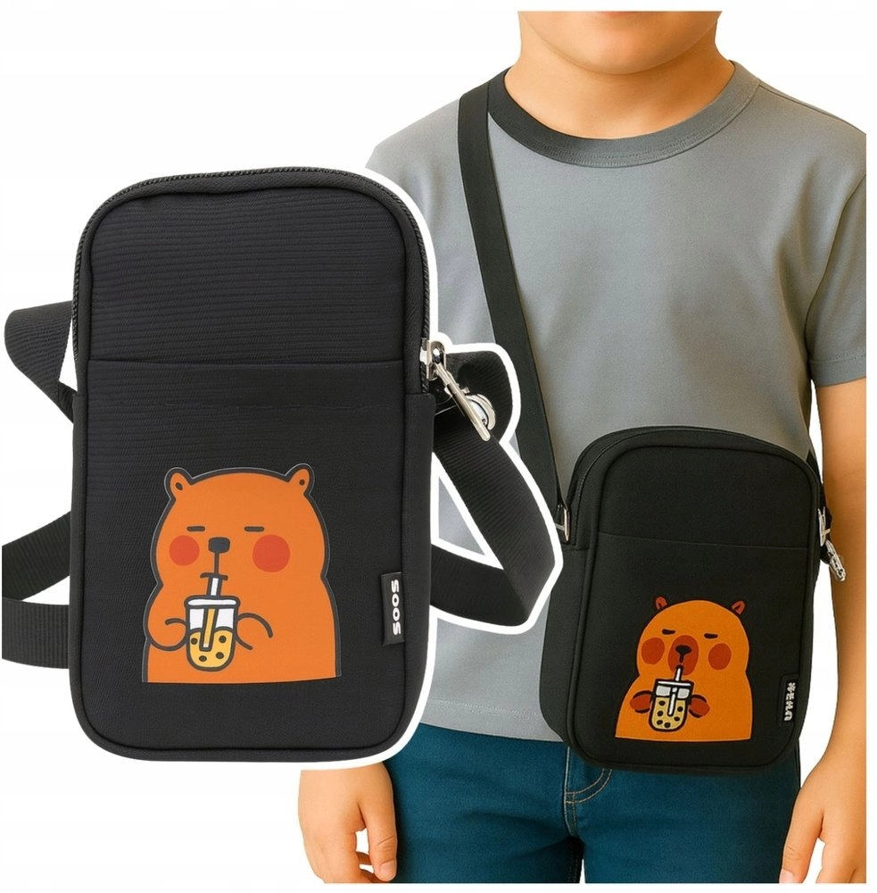 Capybara Shoulder Bag Adjustable Belt Black