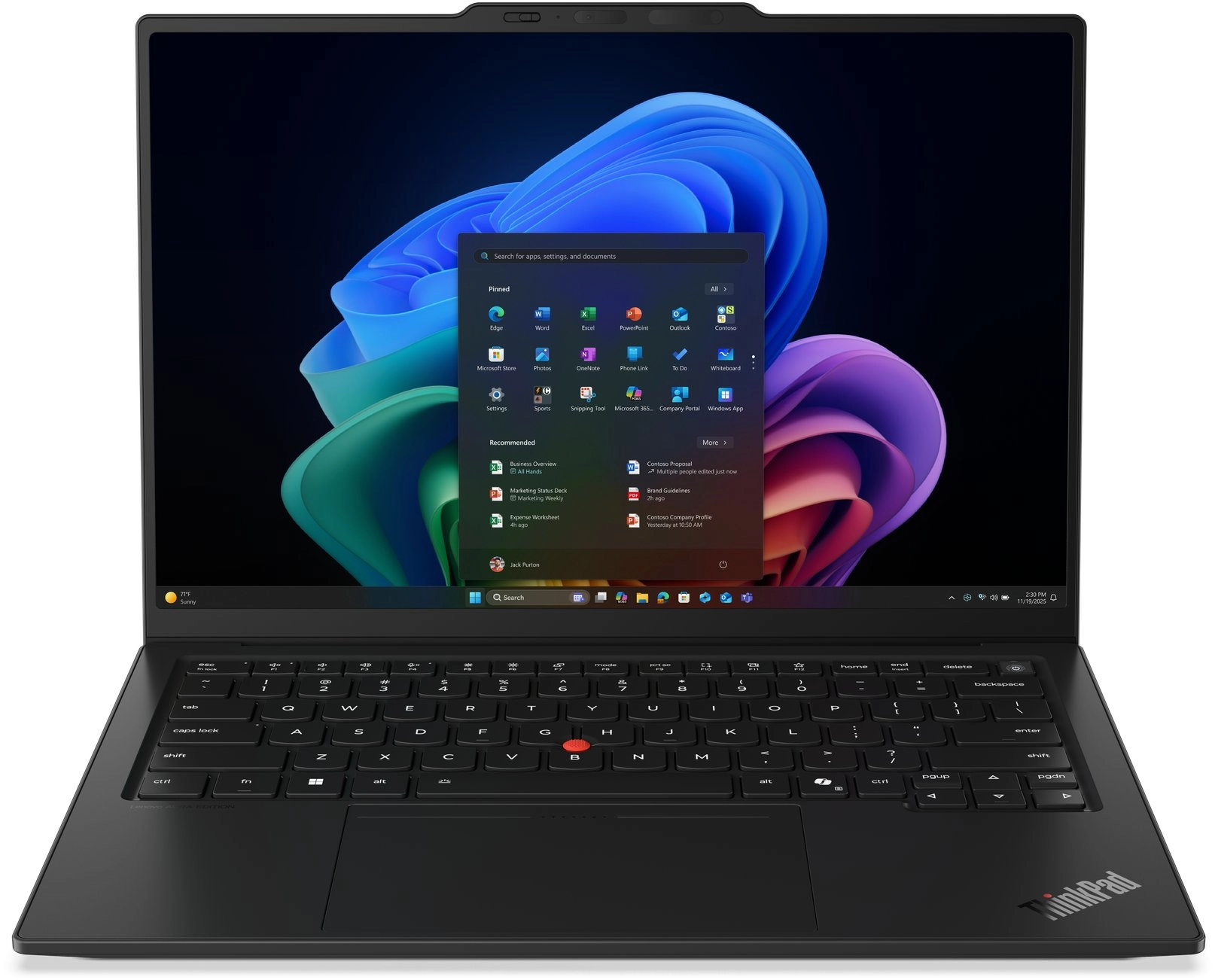Lenovo ThinkPad X1 Carbon Gen 14 Aura Edition Copilot+ PC 358H Portatīvais dators 35,6 cm (14") Skārienjūtīgais ekrāns 2.8K 64 GB LPDDR5x-SDRAM 1 TB SSD Wi-Fi 7 (802.11be) Windows 11 Pro Melns Angļu