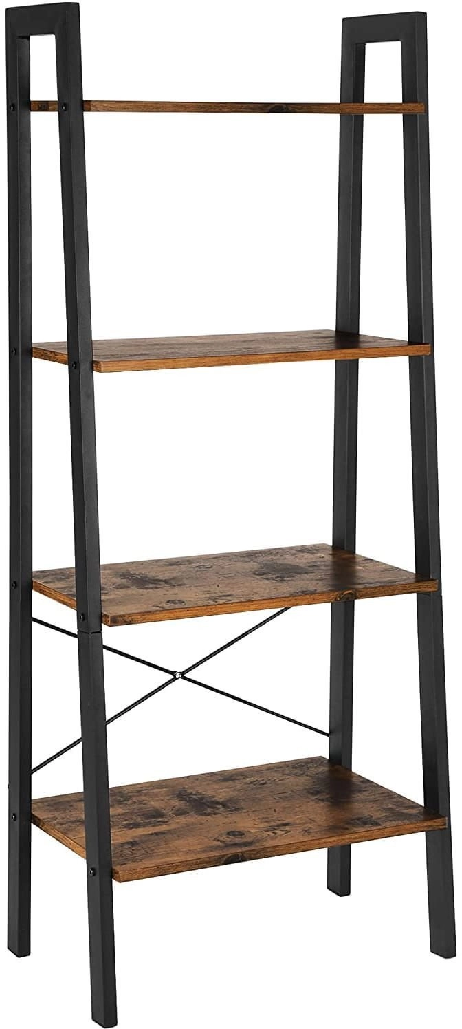 Rustic brown loft bookcase 4 shelves