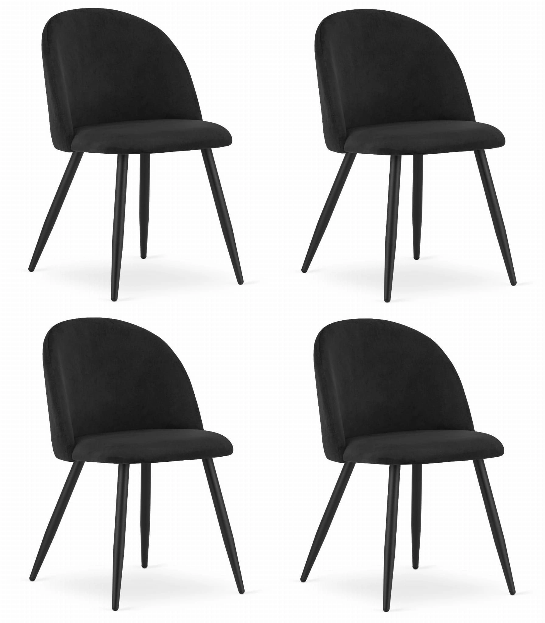 Set of 4 BELLO black velvet