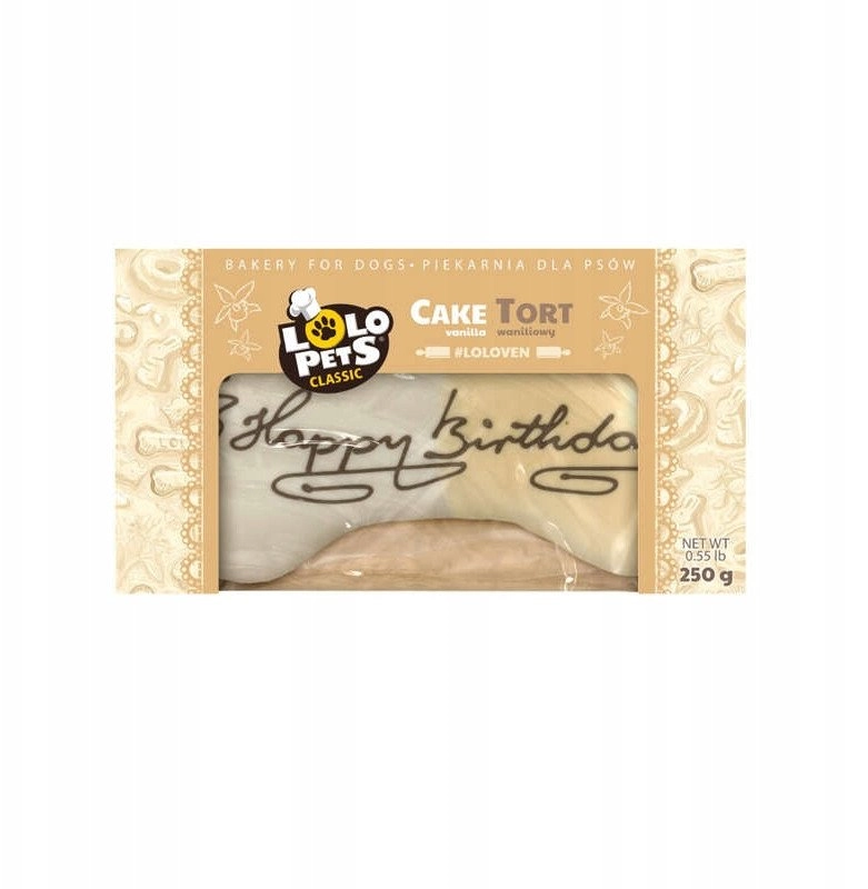 TORT DLA PSA WANILIOWY HAPPY BIRTHDAY