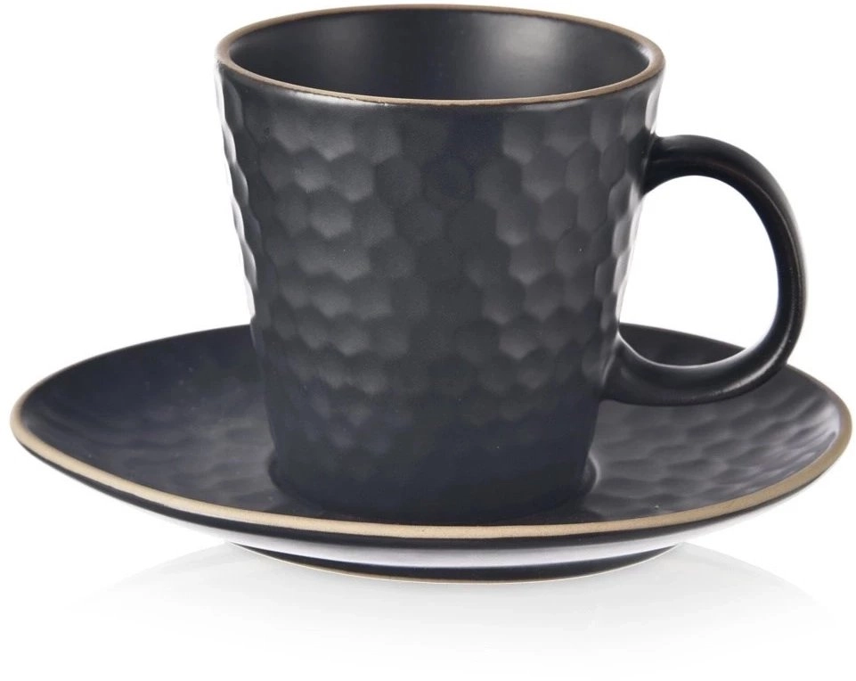 Ceramic espresso cup and saucer black