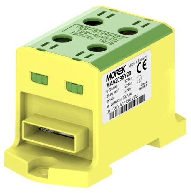 OTL95-2B connector yellow-green 2xAl/Cu 6-95mm2 3x1x24