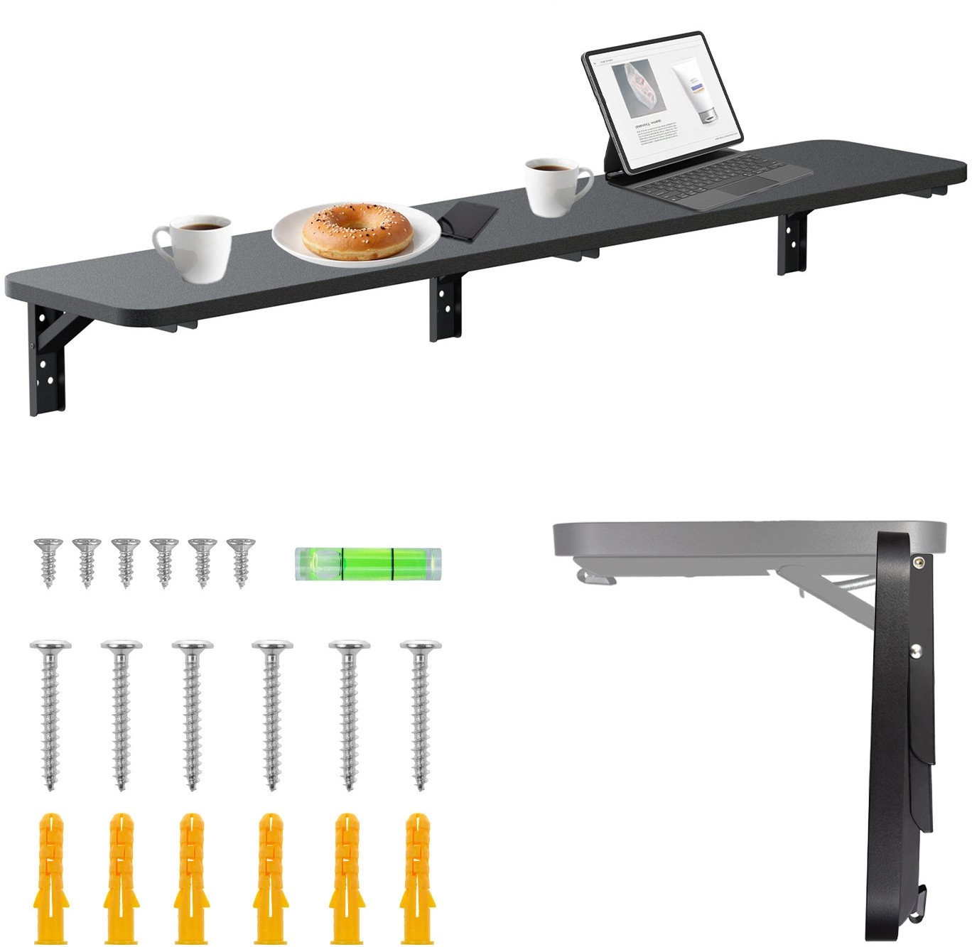 Bracket Maclean folding shelf/table top  black