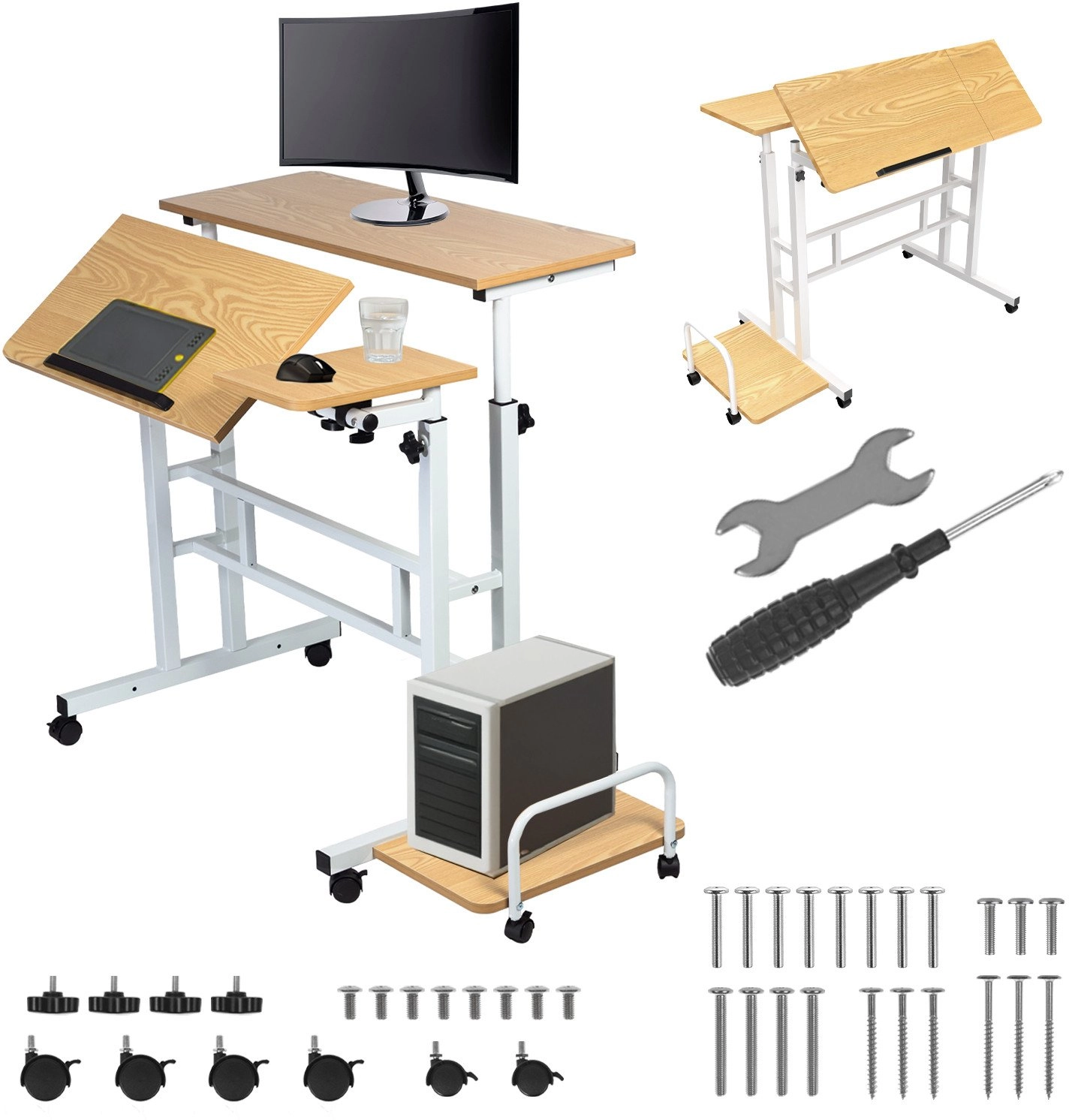 Maclean mobile laptop desk  white  80x60cm