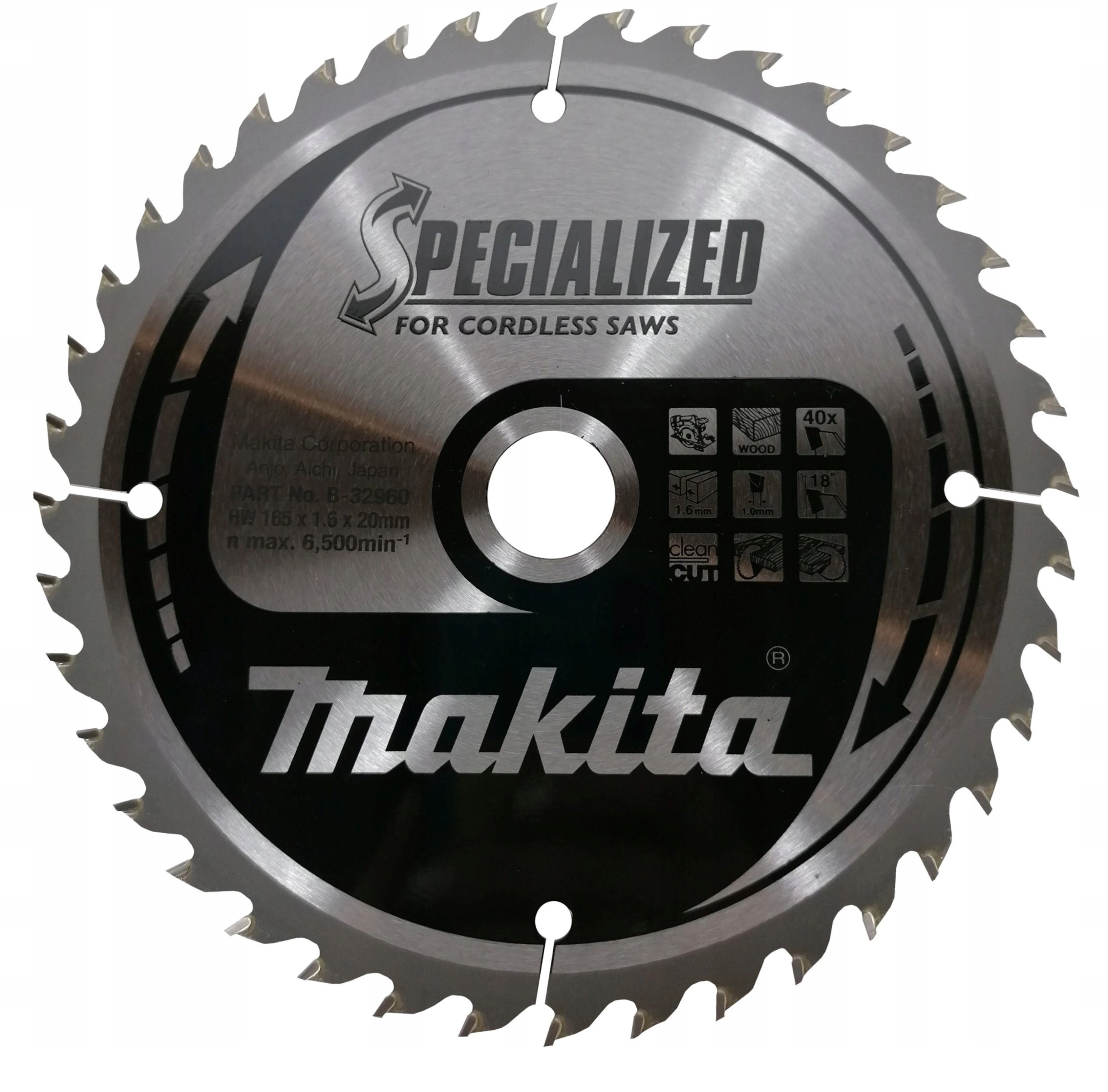 Makita SPECIALIZED Sägeblatt 165x20x40Z B-32960 0088381421836