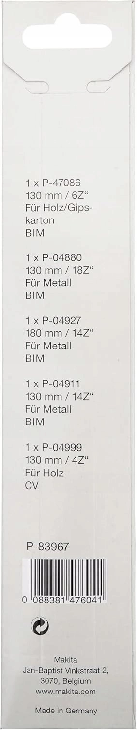 Makita P-83967 Sabre saw blade Metal