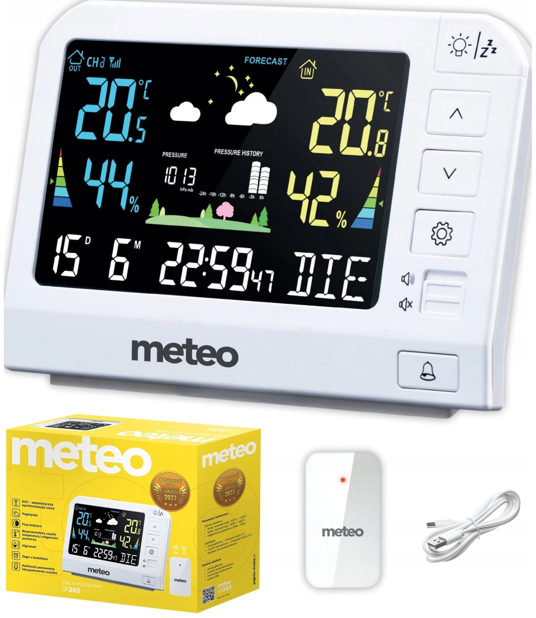 STACJA POGODOWA METEO SP205 POGODYNKA HIGROMETR