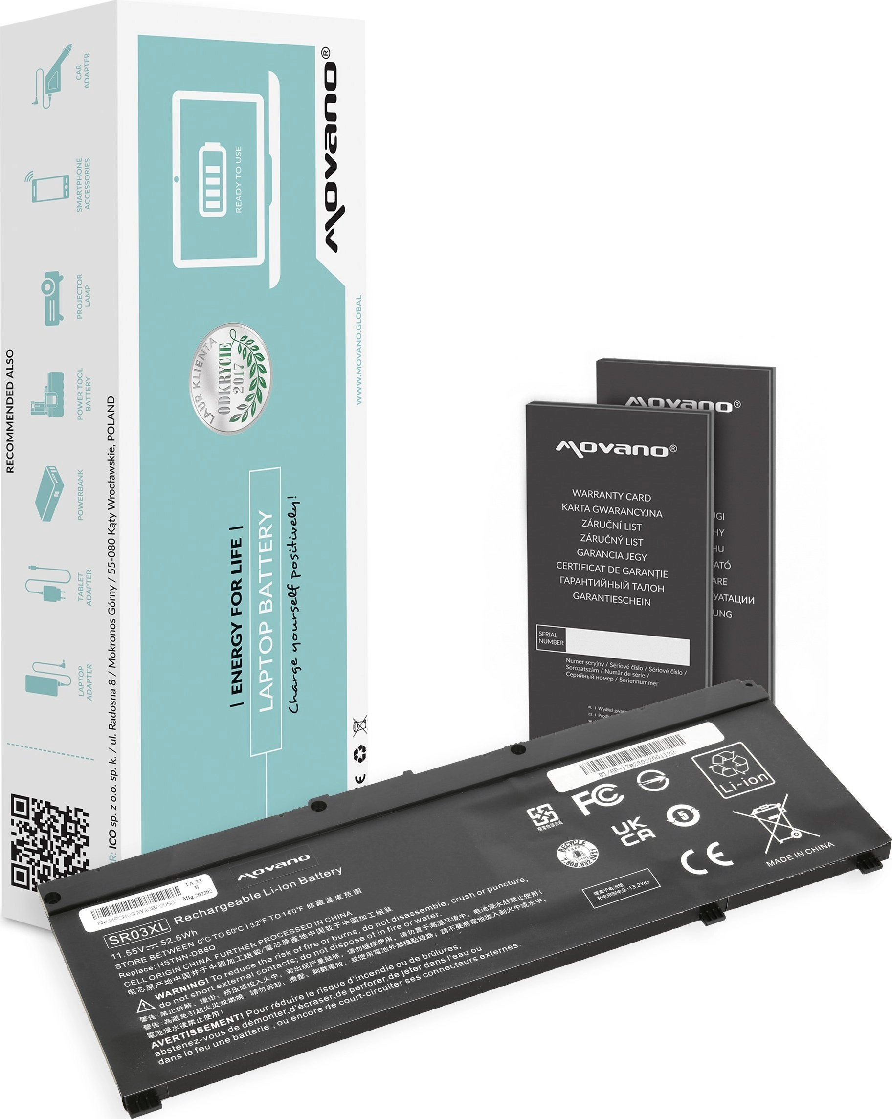 Bateria Movano Bateria SR03XL do HP
