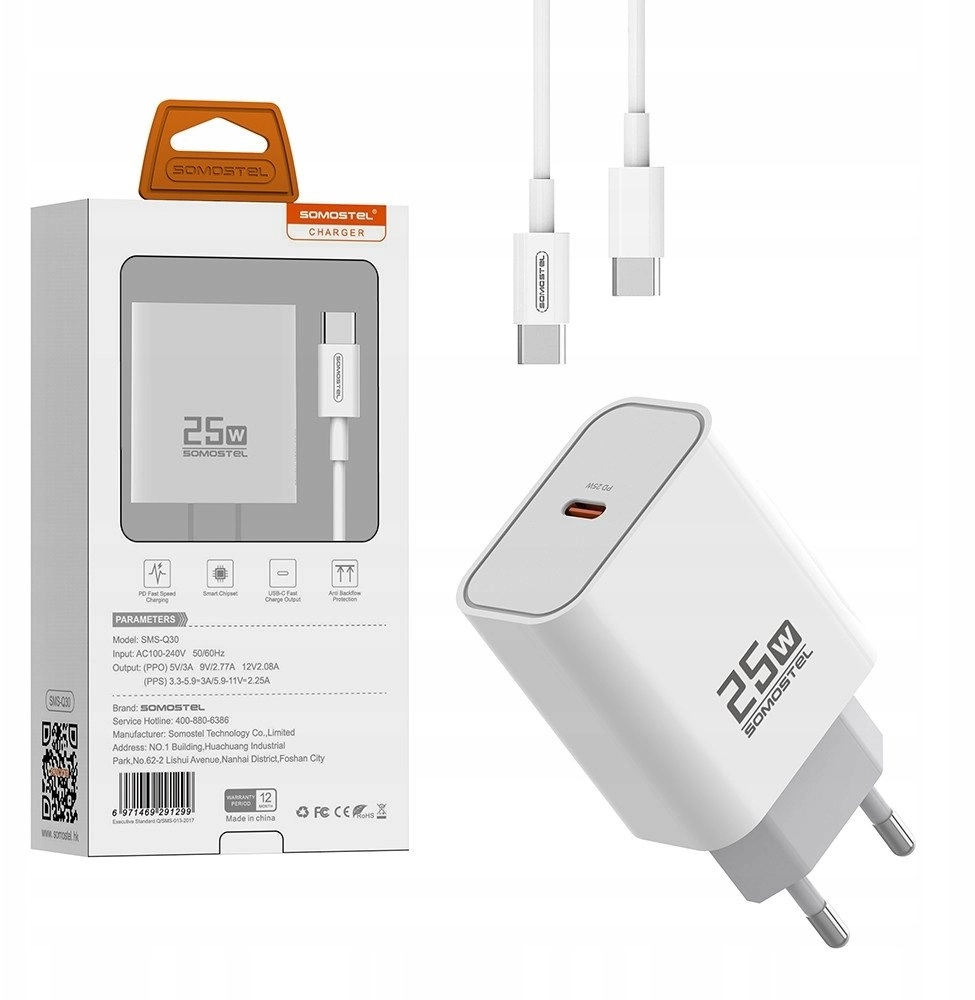 Somostel 25W PD Charger + USB-C