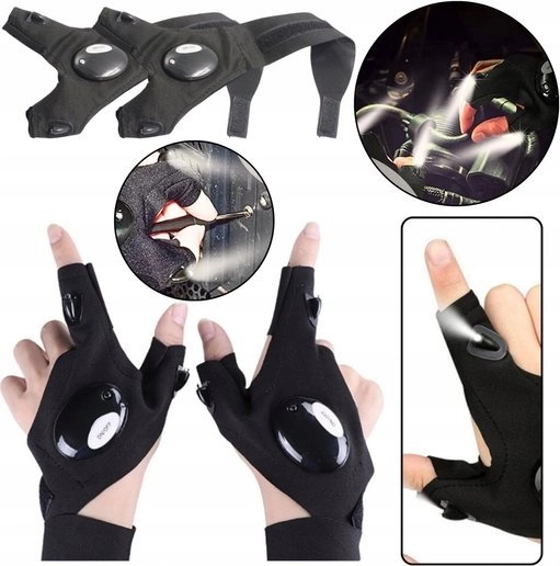 Multifunctional gloves with LED flashlights on
