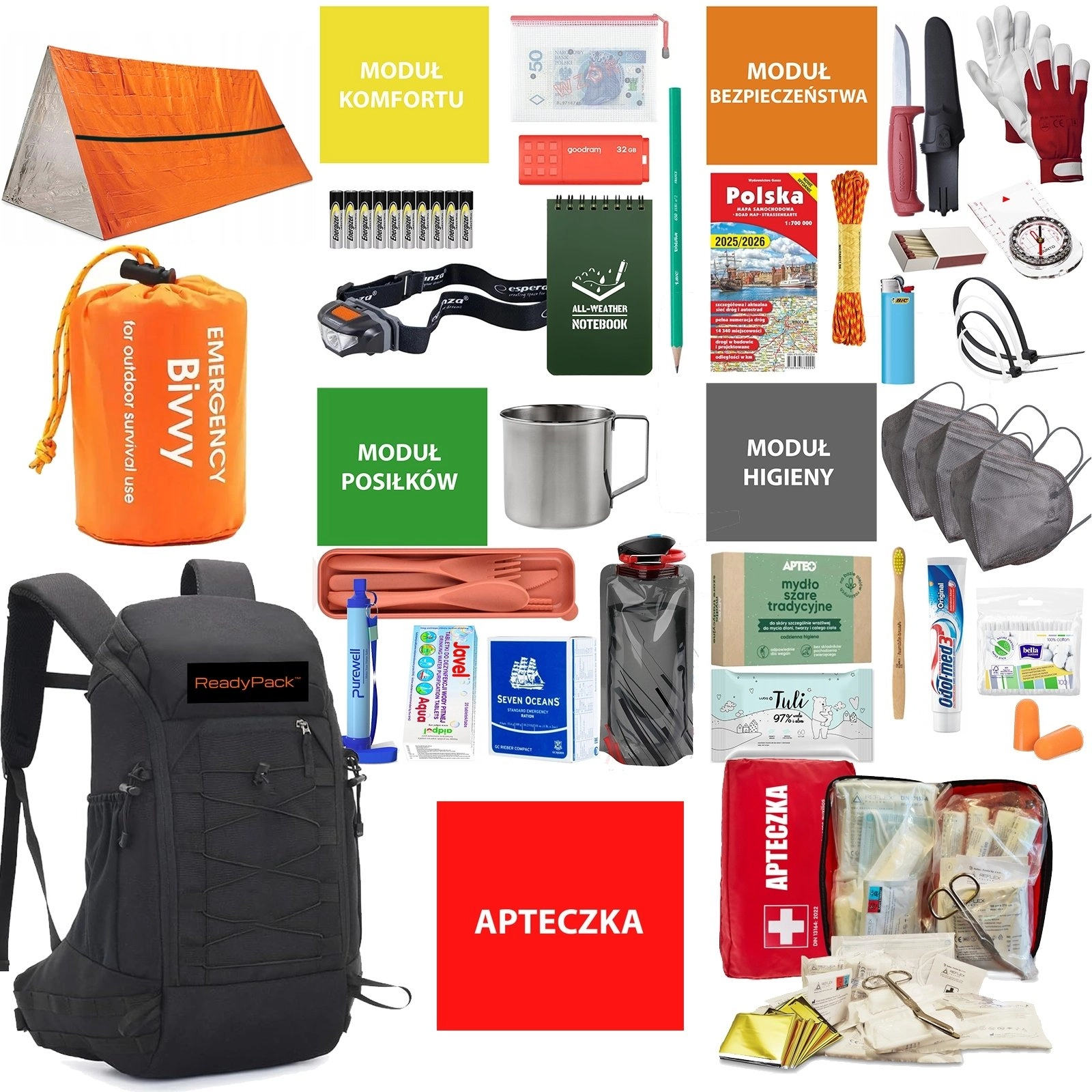 Hiking backpack Survival Evacuation Backpack +