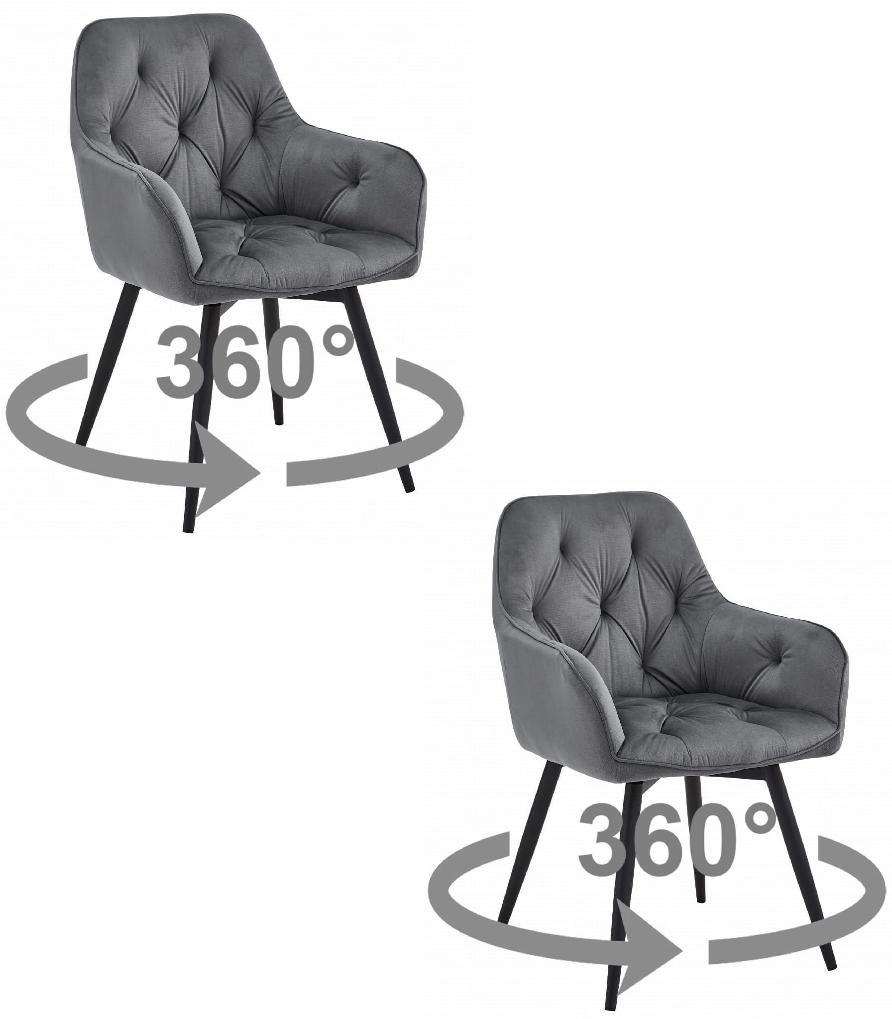 OSKAR JORK360 velvet swivel chair dark