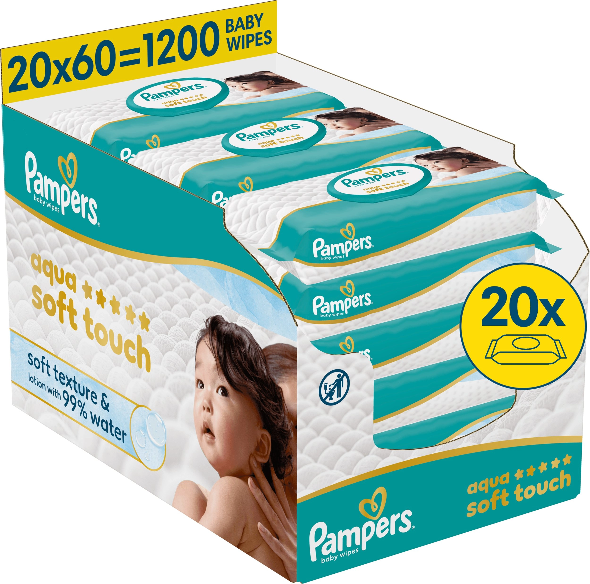 Pampers Aqua Soft Touch Mitrās Salvetes