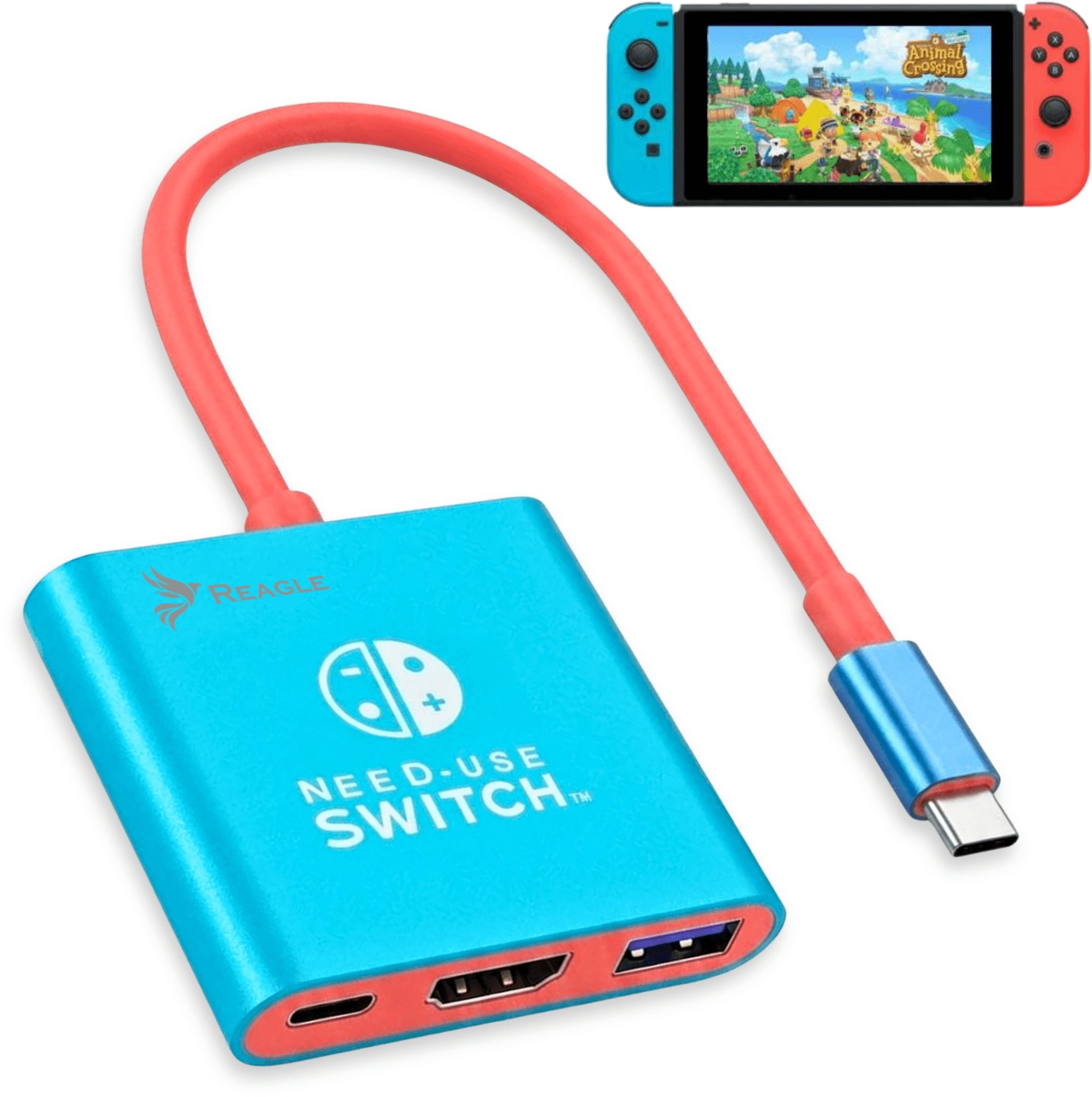 Reagle Adapter Przejściówka Hub USB-C 3w1