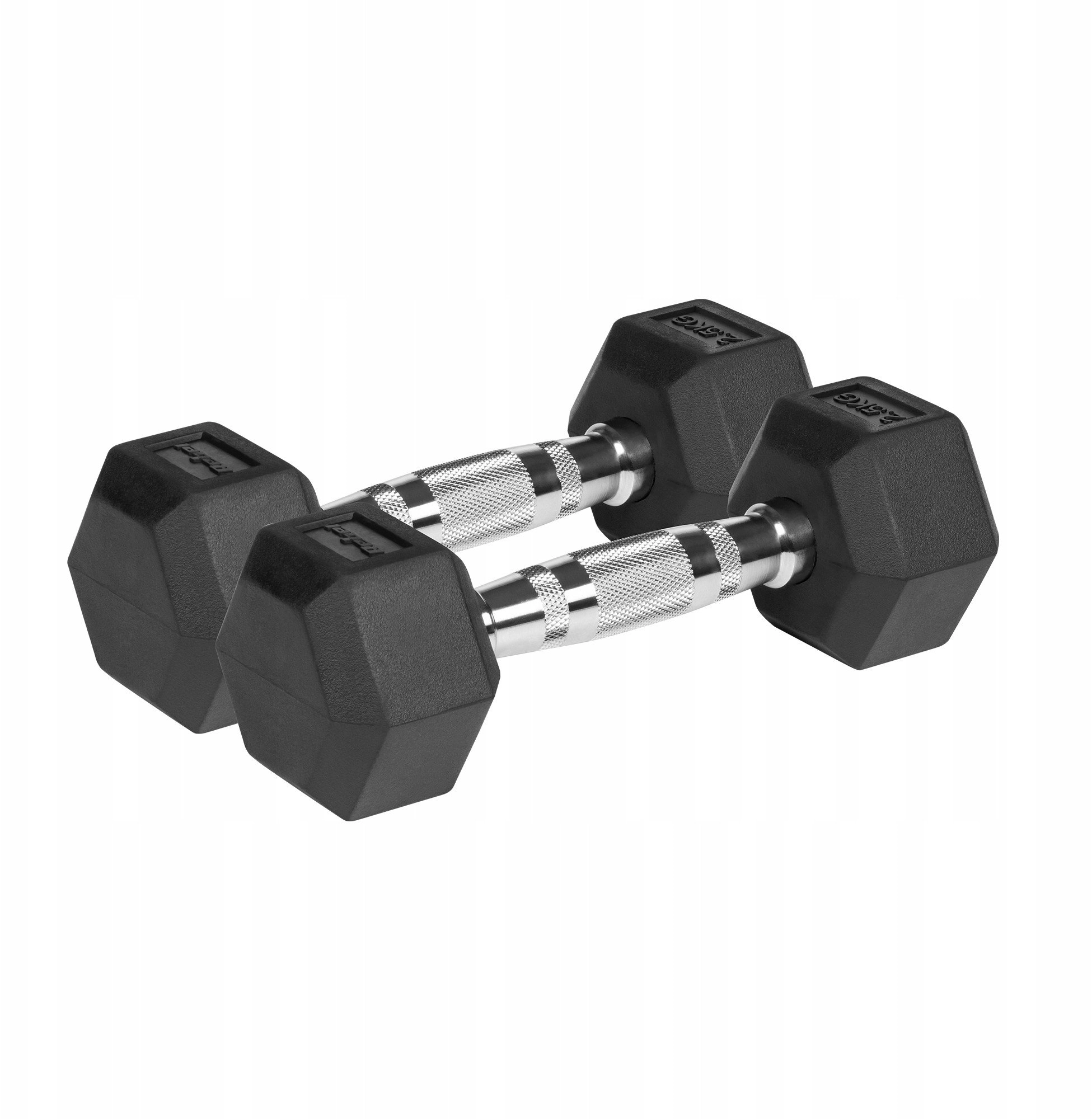 Rubberized cast iron dumbbells HEX 2x2