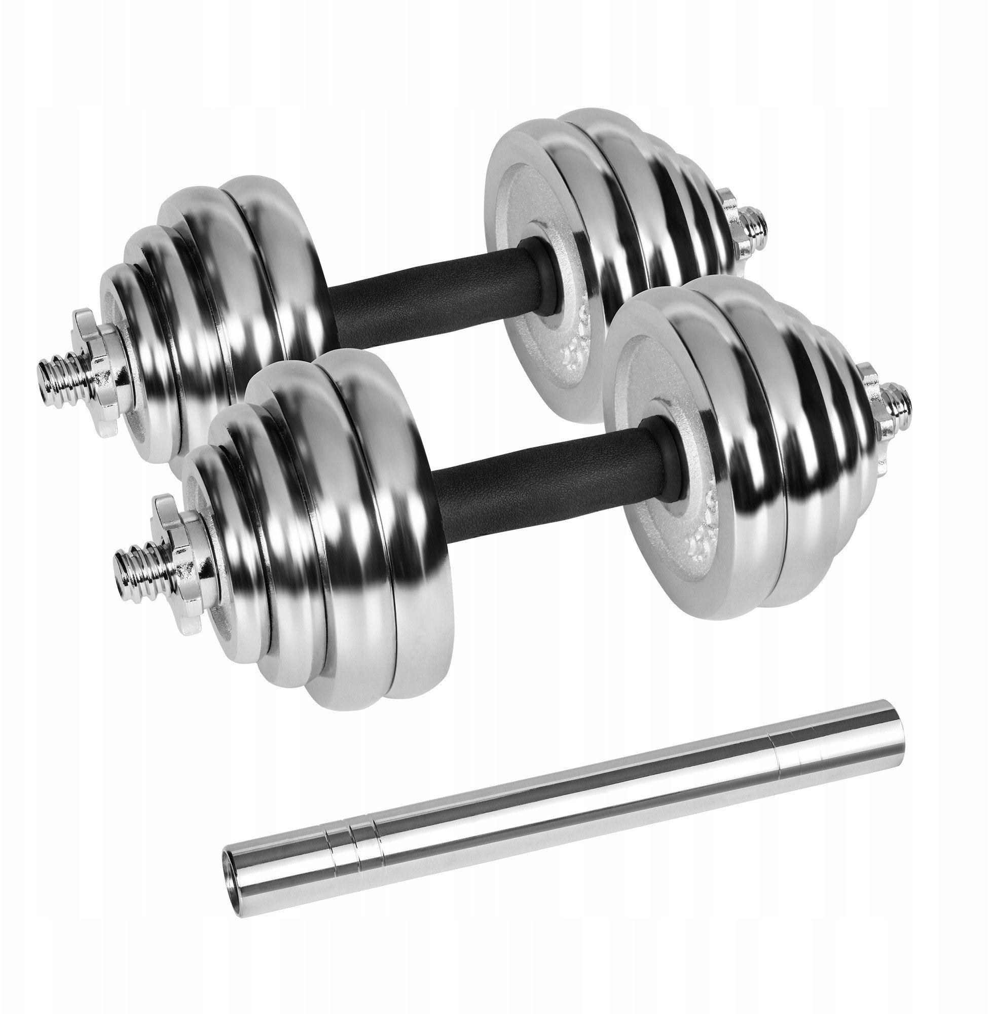 Chrome-plated cast iron adjustable dumbbells in