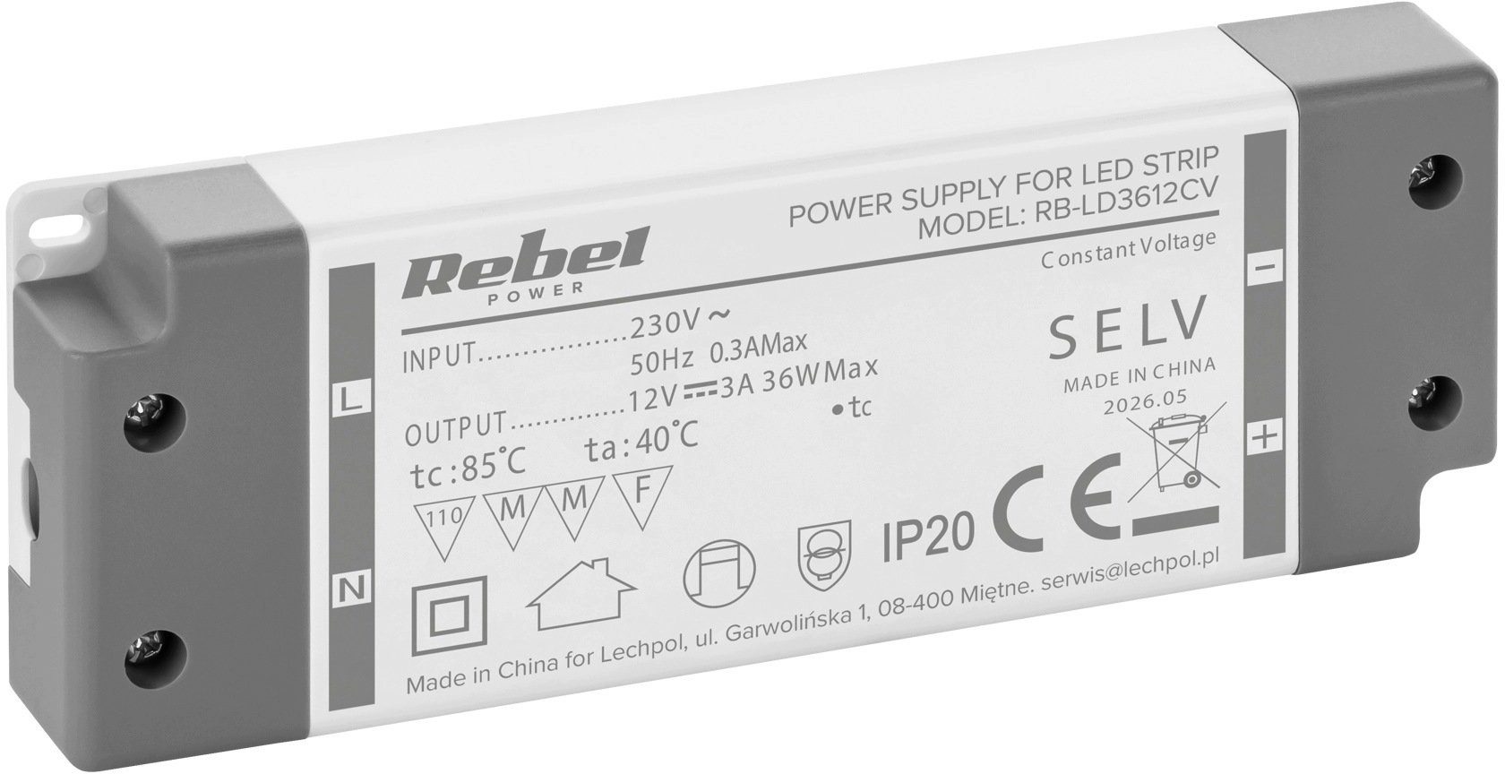 Rebel Zasilacz Rebel do sznurów LED