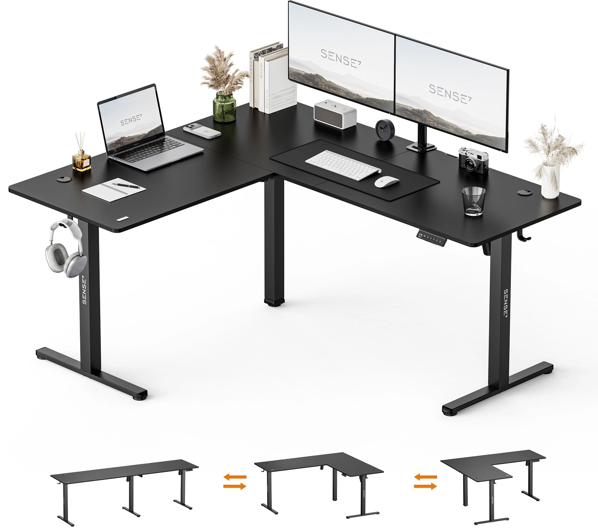Biurko SENSE7 Nojo Light Corner Czarne