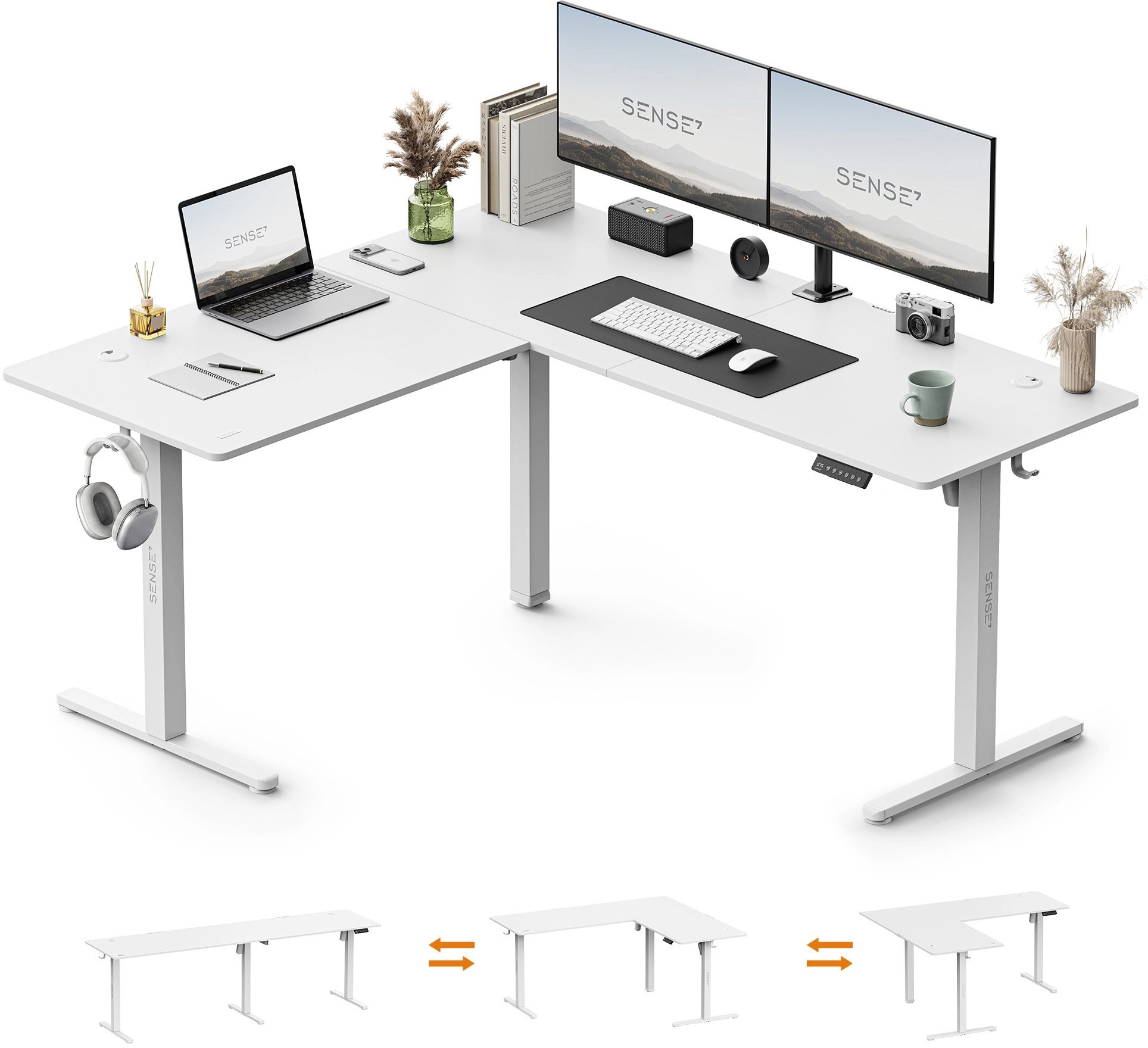 Biurko SENSE7 Nojo Light Corner Białe
