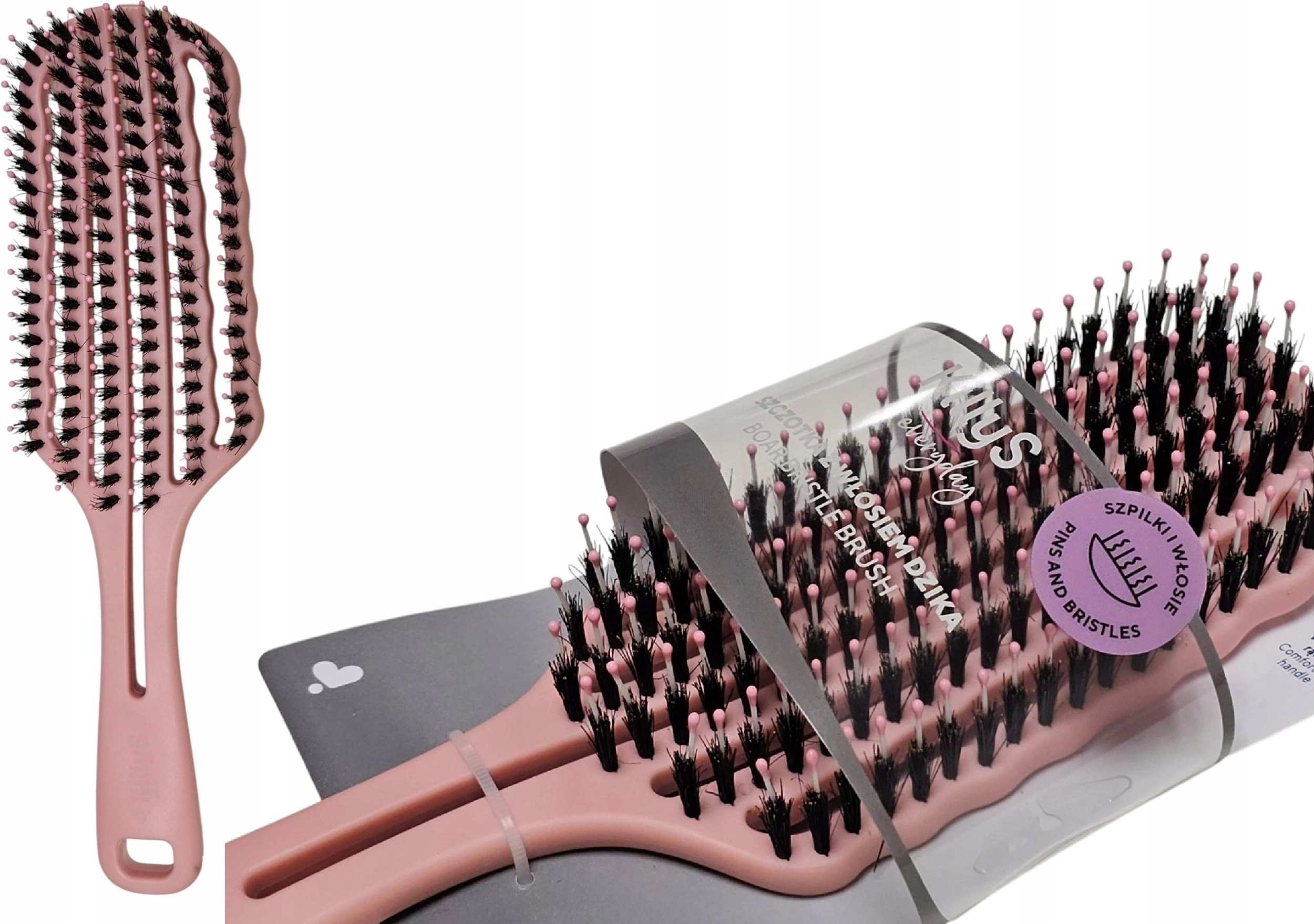 KILLYS_Hairbrush with wild boar bristles  pink