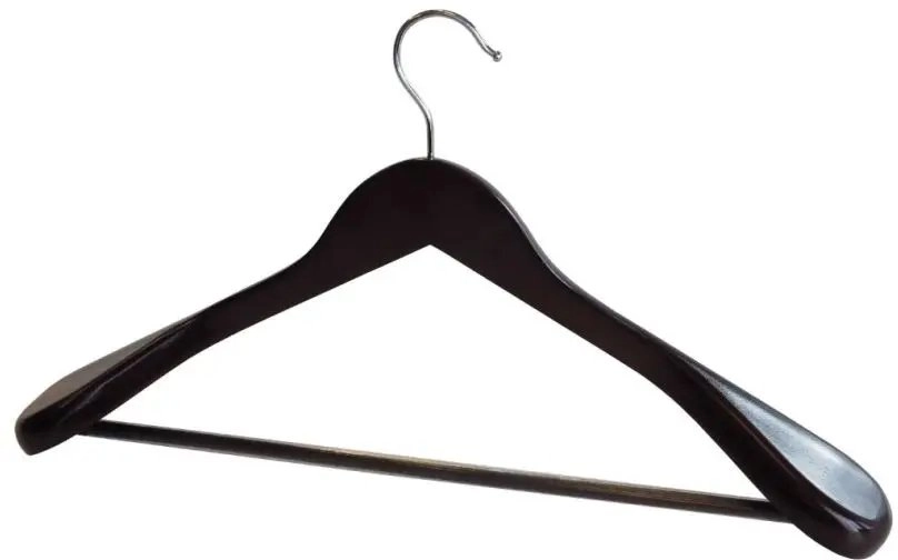 Clothes hanger wide shoulders wood dark