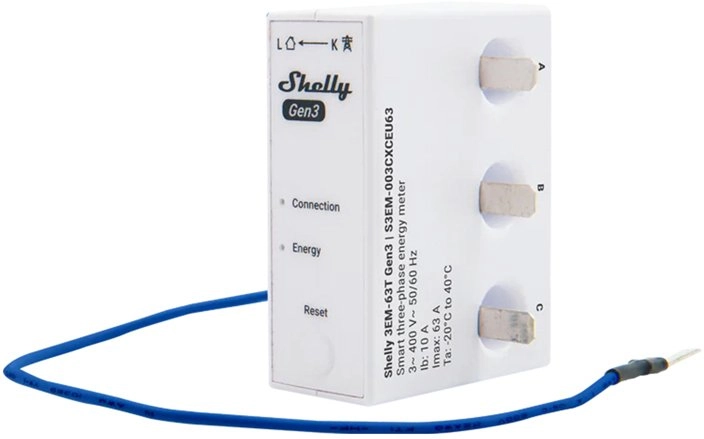 Shelly 3EM-63T Gen3 energy meter for
