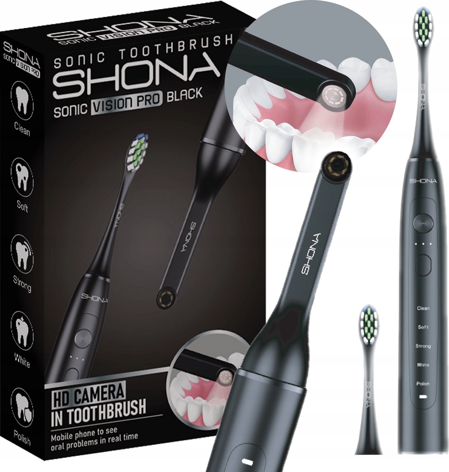 SHONA VISION PRO BLACK SONIC TOOTHBRUSH