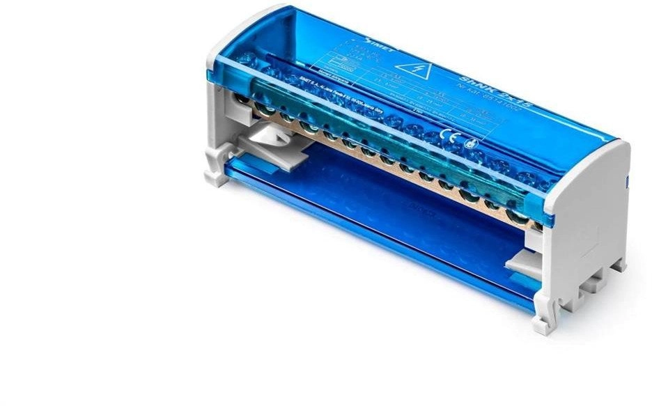 Two-pole modular distribution block 2x(11x6mm2 2x25mm2