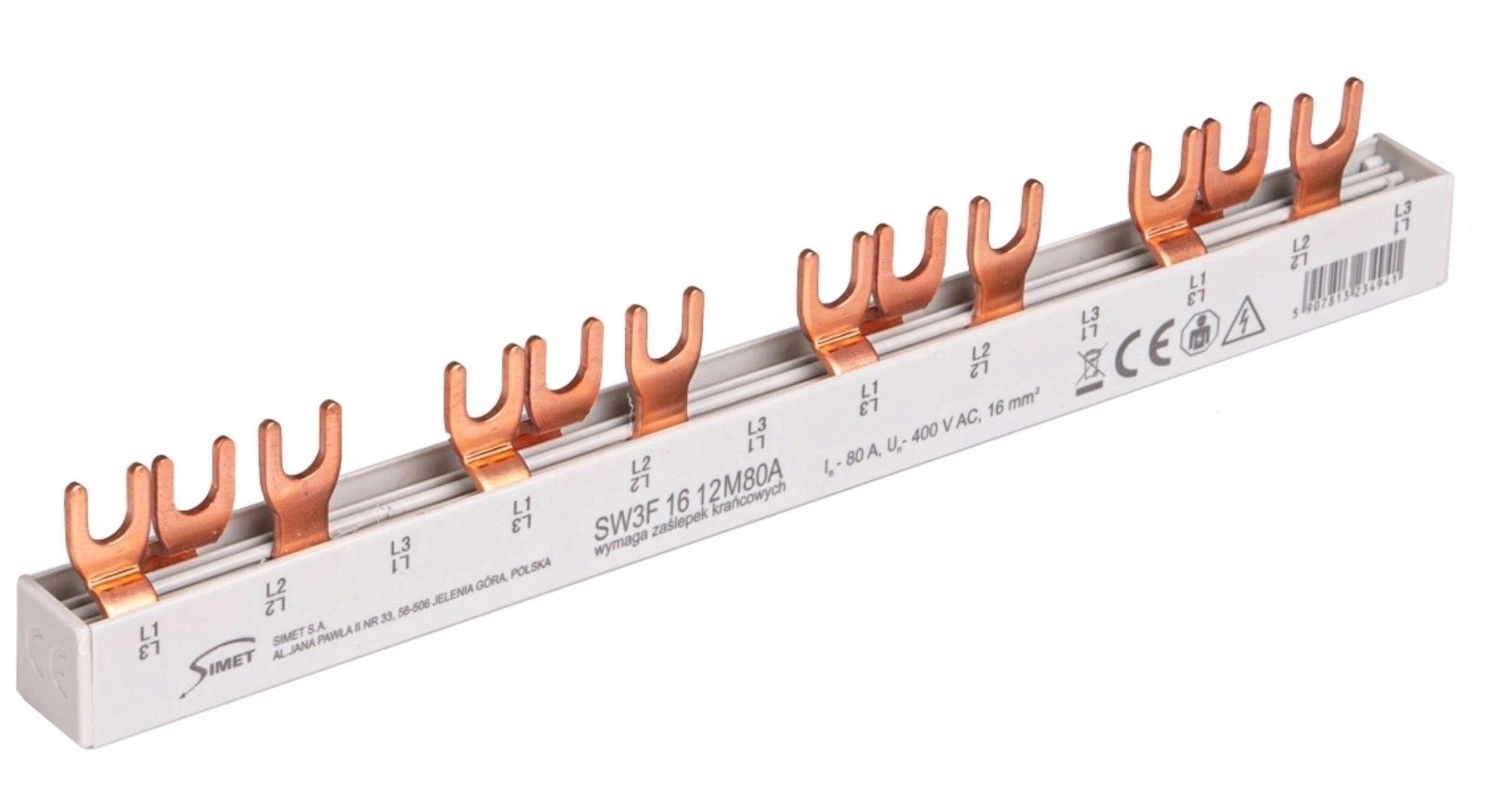 Switching busbar - spade 3-phase 80A