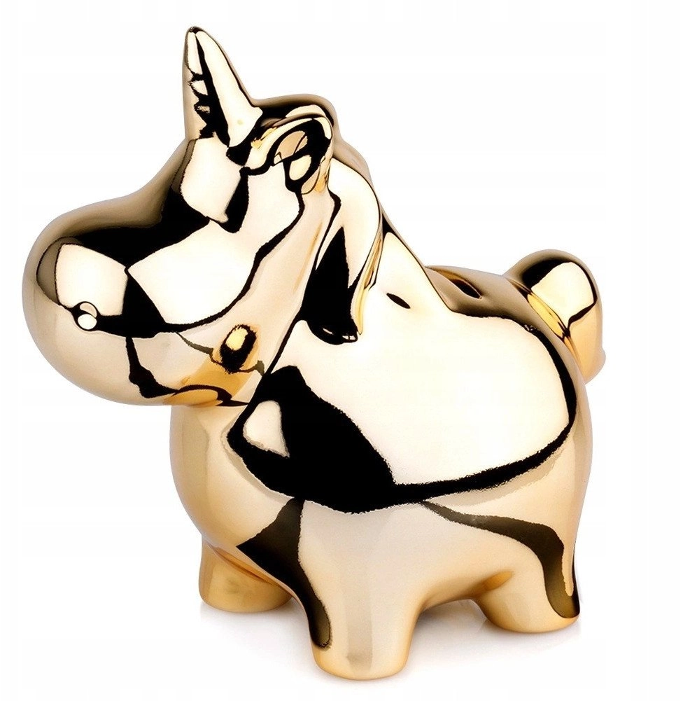 Ceramic Gold Mirror Piggy Bank Unicorn