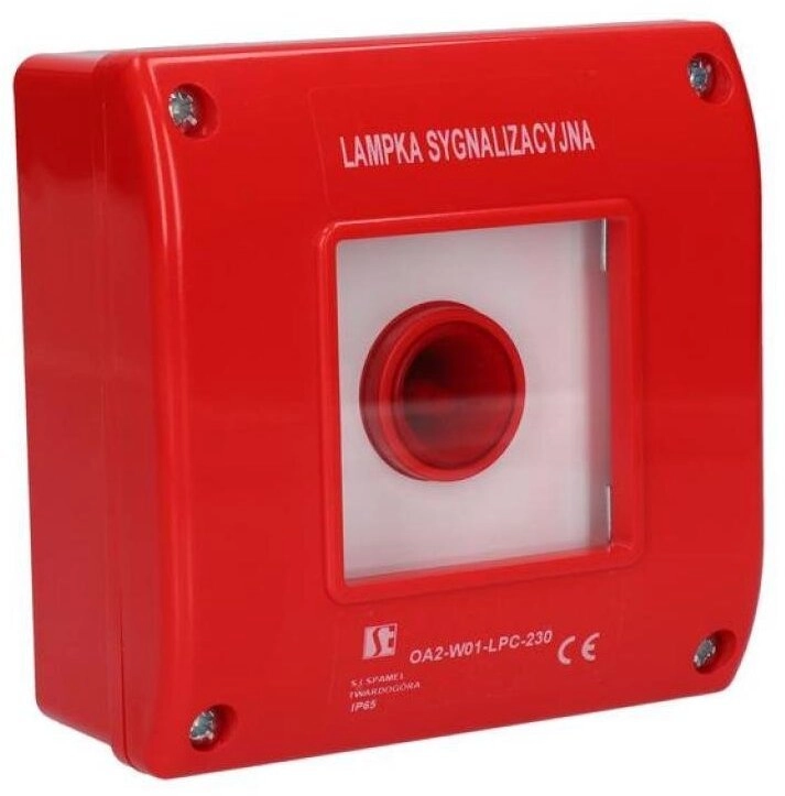 Green signal lamp in red housing