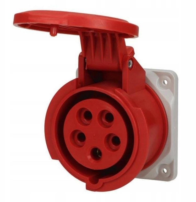 Straight panel socket 16A 5P 400V