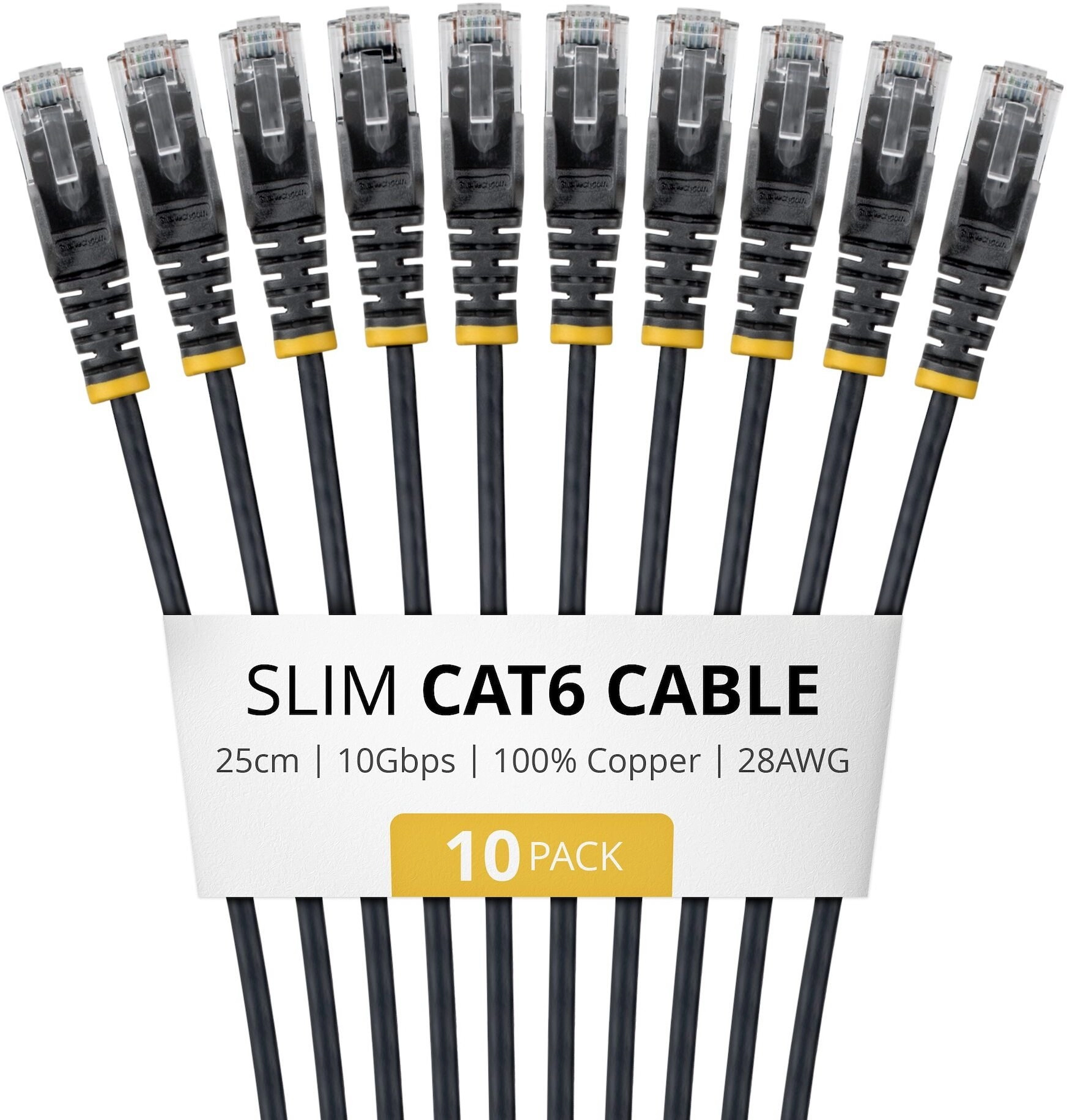 StarTech.com 25cm Black Slim CAT6
