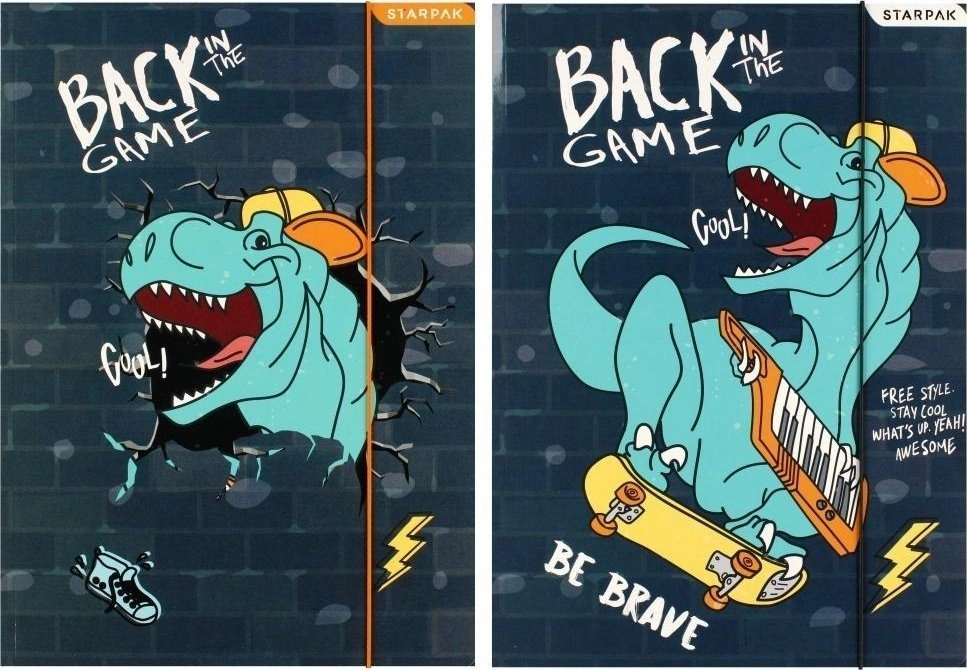A4 Skate Dino folder with elastic
