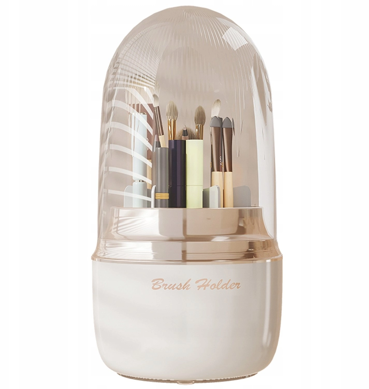 Rotating organizer container for makeup brushes