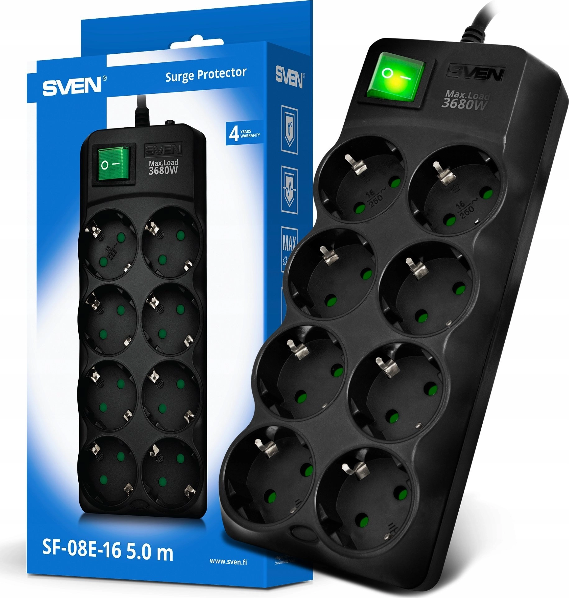 Surge Protector SVEN  SF-08E-16 1 8