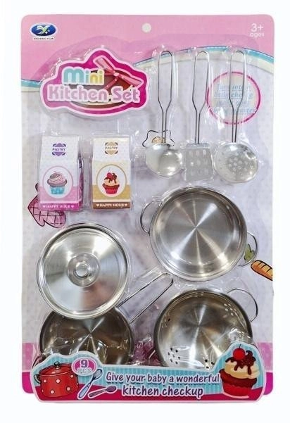 Kitchen set of metal utensils and
