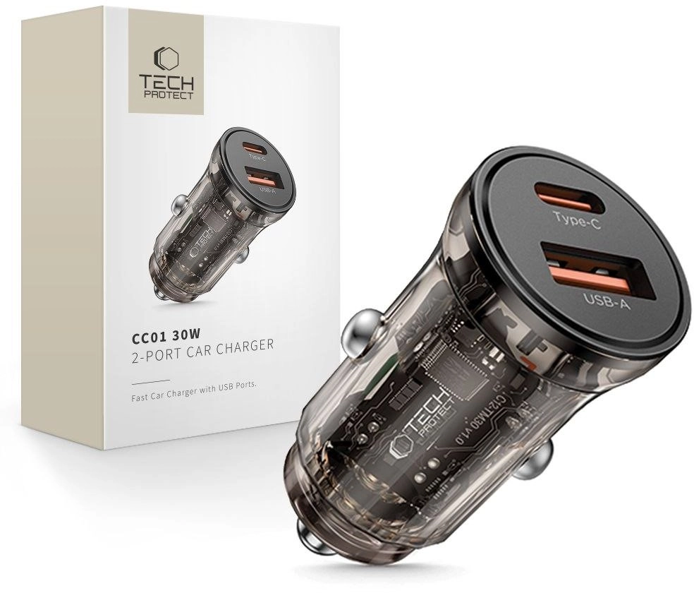 TECH-PROTECT CC01 2-PORT CAR CHARGER PD30W/QC3