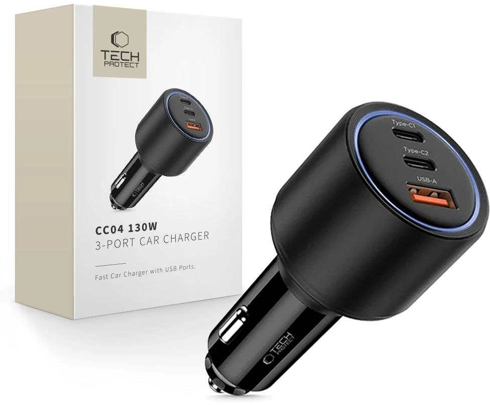 TECH-PROTECT CC04 3-PORT CAR CHARGER PD130W