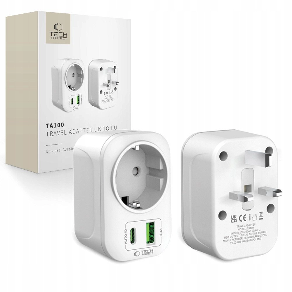 Tech-Protect TA100 Travel Adapter UK /