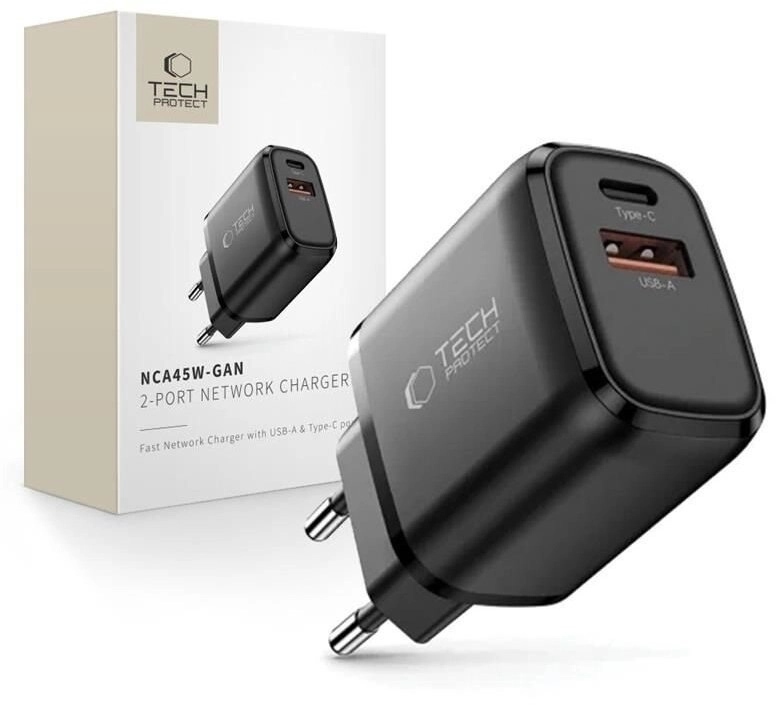 Tech-Protect NCA45W-GAN USB-A USB-C Network Charger