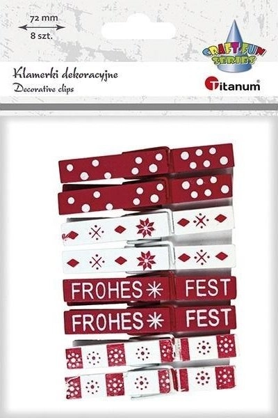 Wooden clips  white  red  Christmas  8