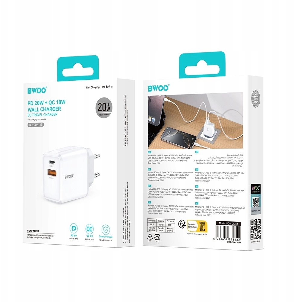 TelForceOne BWOO charger CDA182 QC 38W