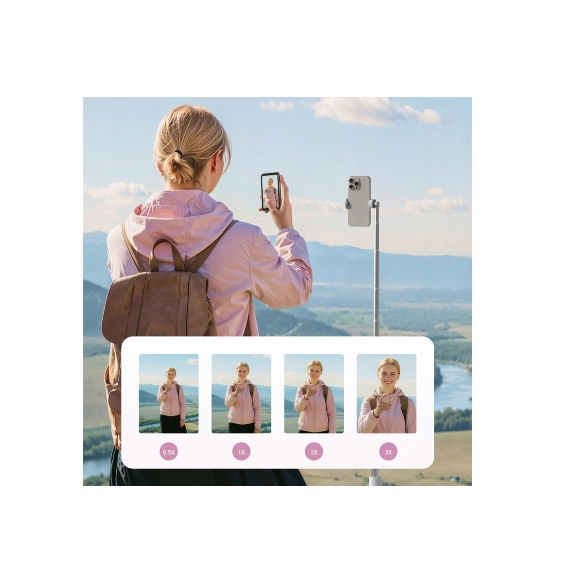 Telesin mobile secondary selfie screen for