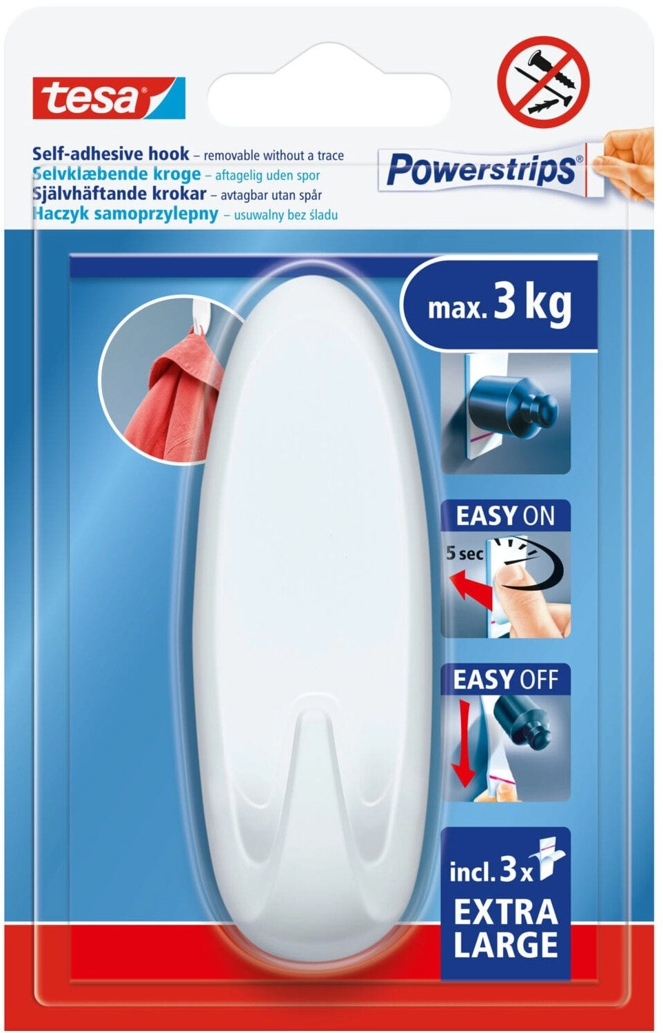 SELF-ADHESIVE HOOKS POWERSRIPS 1 PC. OVAL